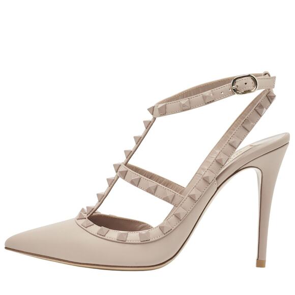 Valentino Garavani NIB Dusty Pink Leather Rockstud Caged Heels Pumps 38 NEW - Picture 2 of 8